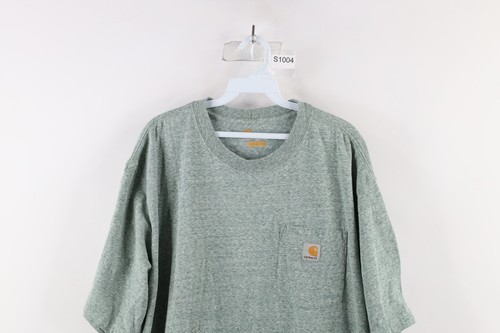Vtg Carhartt Mens XL Faded Spell Out Heavyweight Pocket T-Shirt Heather Green Item image 2