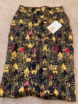 LuLaRoe Cassie Pencil Skirt Womens Sz XS Black Yellow Geometric Heart Pr... - $11.29