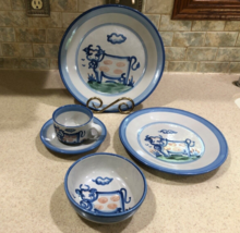 M.A. Hadley 5 Pc Stoneware Place Setting Cow Design - $55.75