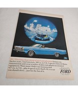 Ford Galaxie XL Blue Convertible in City at Night Lights Vintage Print A... - $8.98