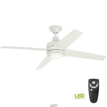 Mercer 52 in. Integrated LED Indoor White Ceiling Fan with Light Kit and Remote - £98.71 GBP