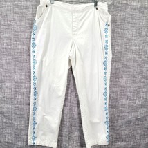 American Sweetheart Womens Pants Size 10P White Blue Embroidery &amp; Stud D... - $15.52