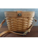 Longaberger Vintage Basket Purse w/ Liner &amp; Protector &amp; Leather Strap Wo... - $60.44