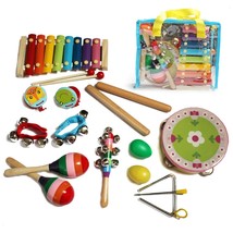 PLAYSET 14 Pcs Educational Instruments in Solid Wood for Children 4-6 age range - £36.17 GBP