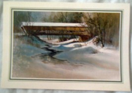 Vintage Hallmark Covered Bridge Christmas Card 1981 - £1.55 GBP