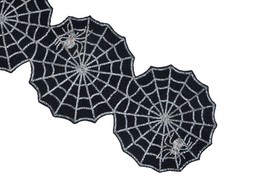 Hand Beaded Table Runner Spider Web Table Runner Halloween Tableware 13X36 Inch - £56.32 GBP
