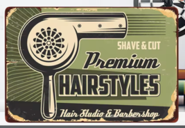 Barber Shop Premium Hairstyles Vintage Novelty Metal Sign 12&quot; x 8&quot; Wall Art - £7.01 GBP