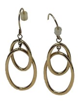 14K Yellow Gold Double Oval Hoop Dangle Earrings - $104.50