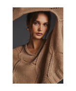 New Anthropologie Pilcro Pointelle Cashmere Hooded Sweater SMALL Ivory  - £62.02 GBP