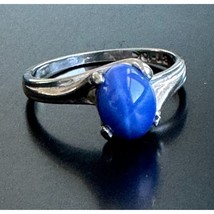 White Gold And Star Sapphire Ring Size 6.25 Sky - £213.47 GBP