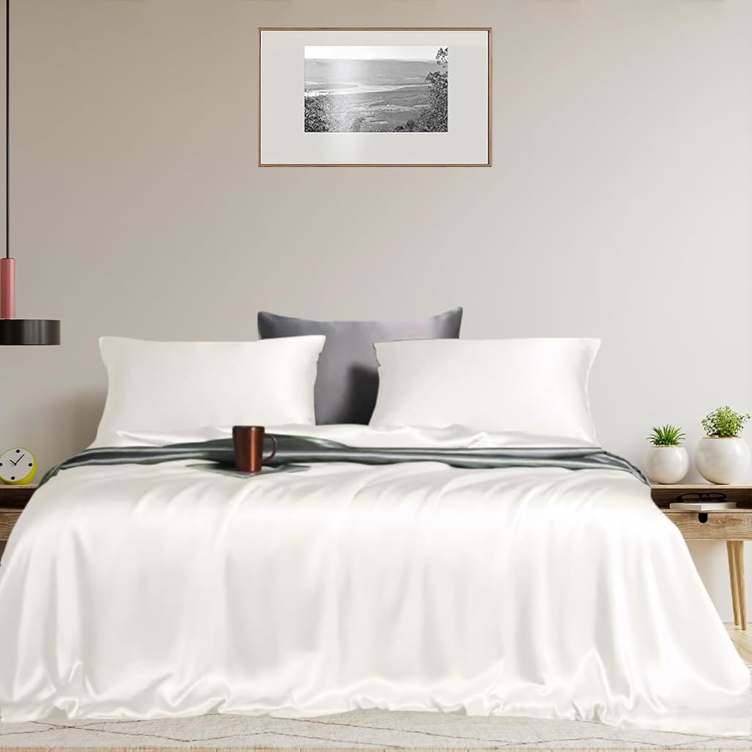 100% Eucalyptus Silk Sheet Set Queen Size 4Pc - Certified Tencel Lyocell 16" Dee