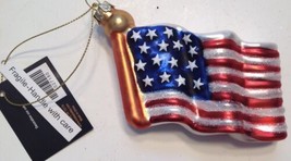Robert Stanley Christmas Ornament Glass United States Waving Flag - $14.80