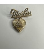 Vintage Signed Lisner Mother Of Pearl Heart Locket Gold Tone Brooch &quot;Mot... - $24.51 CAD