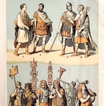 Important Figures In Caesar&#39;s Gallic War 1886 Victorian Lithograph DWP4B - £19.74 GBP