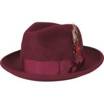 Men's Milani Wool Fedora Hat Soft Crushable Lined FD219 Burgundy image 4
