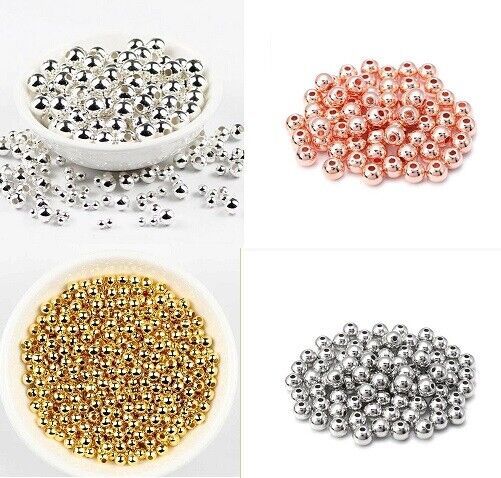 Round Spacer Beads 4mm 5MM 6MM CCB Gold Silver Rhodium Rose Gold 50