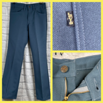 VTG Levis Blue Dress Pants Classic Pleated Straight Leg Mens 30x30 Polye... - $54.44