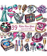 Retro 70s New Year Clipart – Disco PNG Graphics (Digital Download) - $5.07 CAD