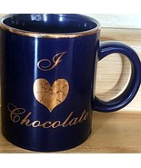 Russell Stover Candies I Love Chocolate Advertising Coffee Mug Ceramic Blue - $170.87 MXN