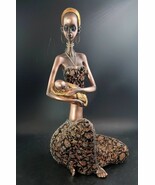 African Mother-And-Child Figurine 15.5&quot;, Embroidered Cloth, Excellent Co... - $164.58 CAD