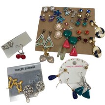 Vintage Earring lot pierced small colorful boho stud mixed materials rhinestones - £15.56 GBP