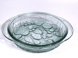 Vintage Libbey Green Clear Glass Oven Proof Pie Dish Fruit or Lid - £15.65 GBP