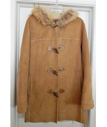 Marc NY Andrew Marc Coat Jacket Faux Suede Shearling Fur Trim Hood Brown... - £54.34 GBP