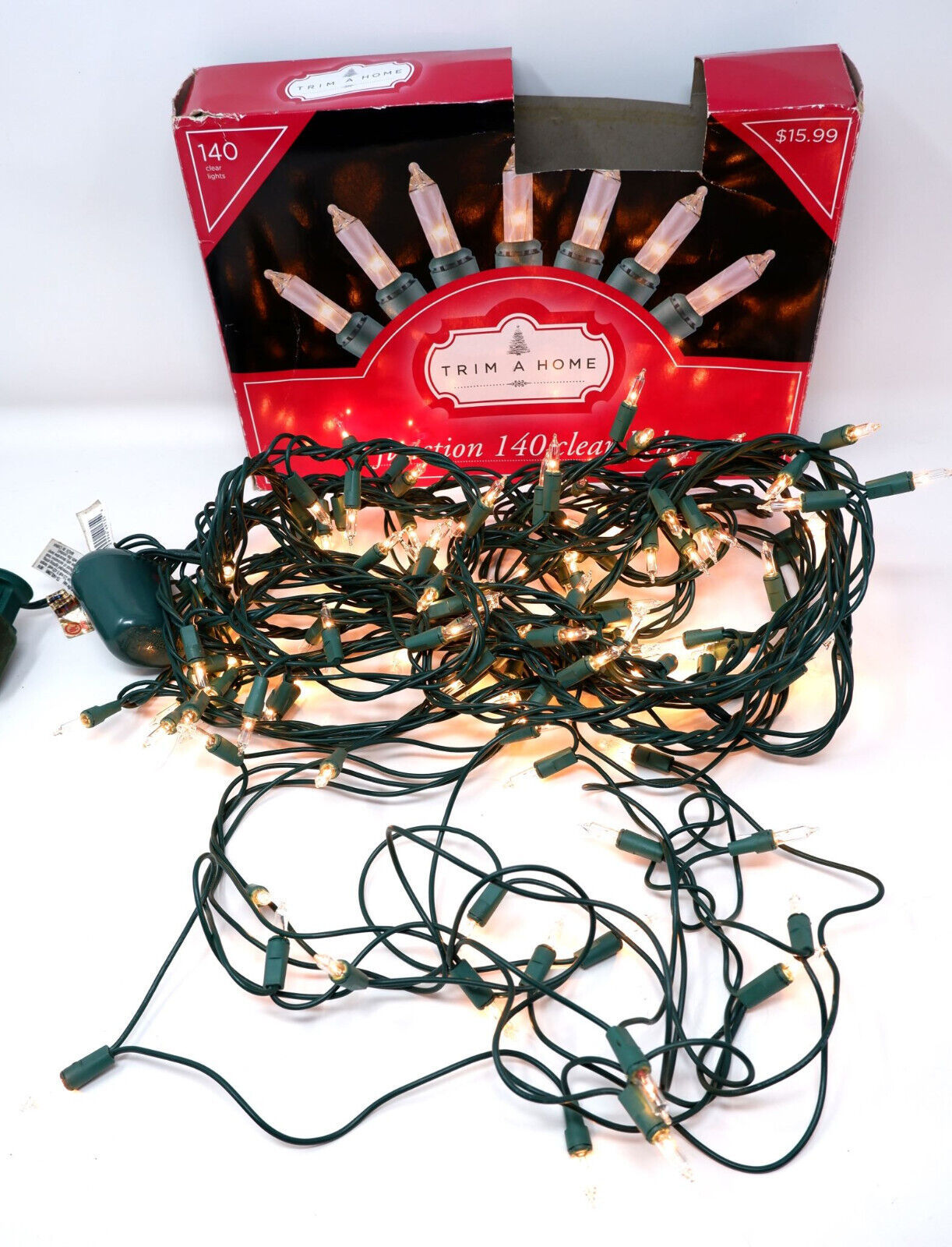 TRIM A HOME 03420952-8 8 FUNCTION 140 CLEAR MINI LIGHTS 29&#39; IN/OUTDOOR -... - $8.98