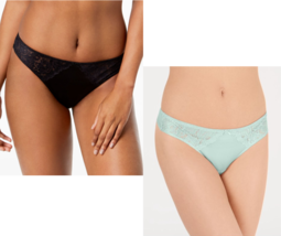 INC Women&#39;s 2-Pack Midnight Black/Blue Light Smooth Lace Thong NWT Small - £6.19 GBP
