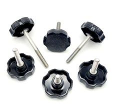 1/4&quot;-28 Clamping Thumb Screw Bolts Fine Thread Black Round Knob Grip 4 Pack - £9.59 GBP+