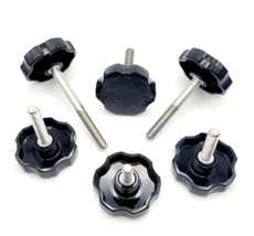 1/4&quot;-28 Clamping Thumb Screw Bolts Fine Thread Black Round Knob Grip 4 Pack - £9.69 GBP+