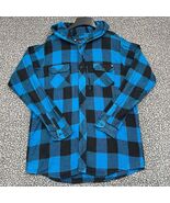 Kr3w Shirt Men Extra Large Blue Plaid Flannel Button Up Hooded Long Slee... - $1,259.00 MXN