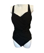 GOTTEX LATTICE SQUARE NECK ONE PIECE SWIMSUIT Black Size 8 New - $51.22 CAD
