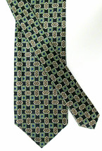 Men&#39;s Sisley Cravatte Green Blue &amp; Brown Tie Polyester Geometric  Made i... - £13.77 GBP