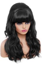 Rugelyss Long Wavy Black Wig with Bang Big Bouffant Beehive Wigs for Wom... - £13.37 GBP