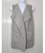 Umgee USA Sherpa Sweater Vest Womens Size Large Gray Open Front Long Poc... - $18.69