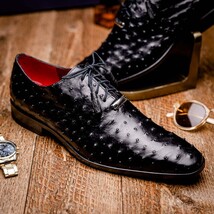 Criss Genuine Ostrich Quill Classic Dress Shoes Oxford Black image 12