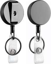 2 Pack Heavy Duty Retractable Badge Holder Reel,  Metal ID Badge Holder with Bel - £15.16 GBP