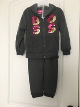 2  Love Pink Girls Gray Jogging Pant Suit Hoodie &amp; Pants Size 4  - £32.81 GBP