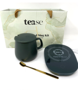 Tease Smart Heated Mug Kit with Lid, Spoon &amp; Warming Pad Green NEW - $517.23 MXN