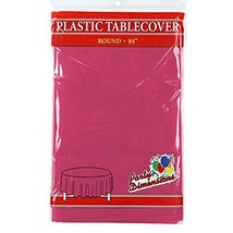 Hot Pink Round Plastic Tablecloth - 4 Pack - Premium Quality Disposable ... - £7.13 GBP