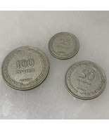 Lot Of Three Coin 1954 Israel 25 ,50, 100 Pruta coin KM - $45.58 CAD
