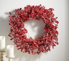 28&quot; Oversized Frosted Berry Wreath by Valerie in Red - £69.76 GBP