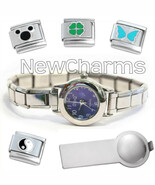 Purple Round Italian Charm Watch with Bracelet And Tool &amp; Stainless Stee... - $25.64 CAD