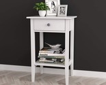 Raamzo 28&quot; H White Finish Nightstand Side End Table With Drawer And Bott... - $103.92