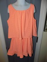 JUSTICE Orange (Peach) Sleeveless Eyelet Romper Size 12 Girl's EUC - $26.10