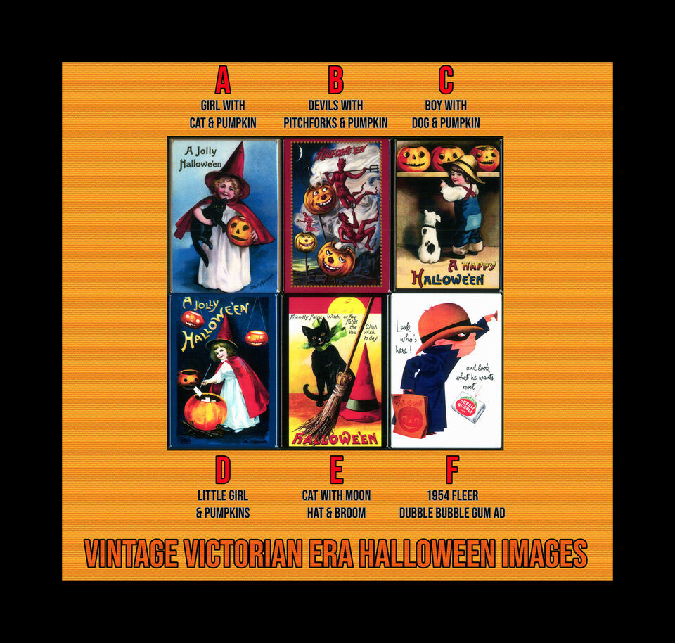Vintage Victorian Halloween Mini Poster Images Magnet Mirror Pinback 2.5... - $4.49+
