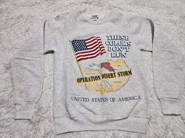 Vintage Operation Desert Storm Colors Don&#39;t Run M Sweatshirt Lee Distressed Usa - £8.44 GBP