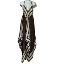 Michael Kors Brown Asymmetrical Scarf sleeveless Long Dress Size L / XL - £62.57 GBP