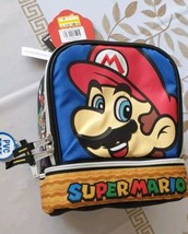Super Mario Nintendo Lunch Box Bag Insulated 2 Compartment Zippered - New - $266.70 MXN